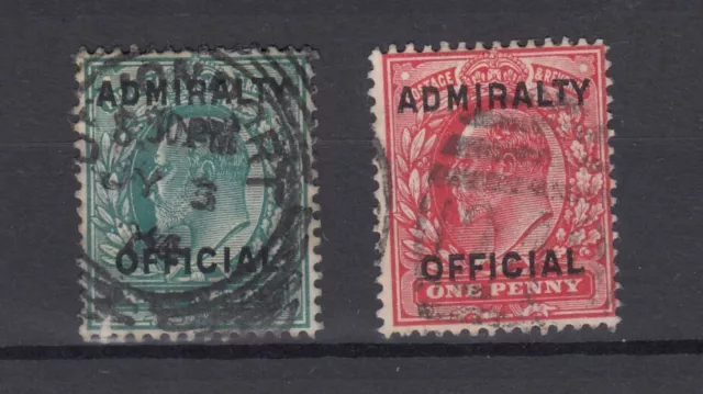 GB KEVII 1903 1/2d 1d Admiralty Official SGO101/O102 Fine Used BP8803