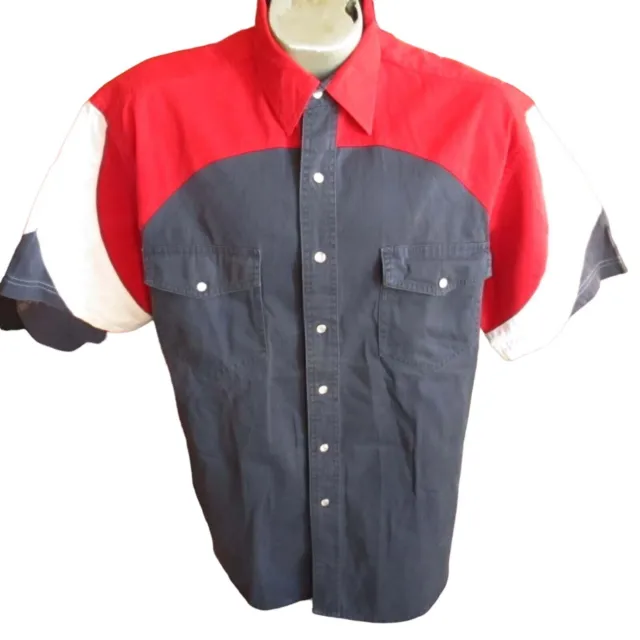 Vintage 1990's Brushpopper Western Shirt Mens Large Colorblock Rustler Wrangler