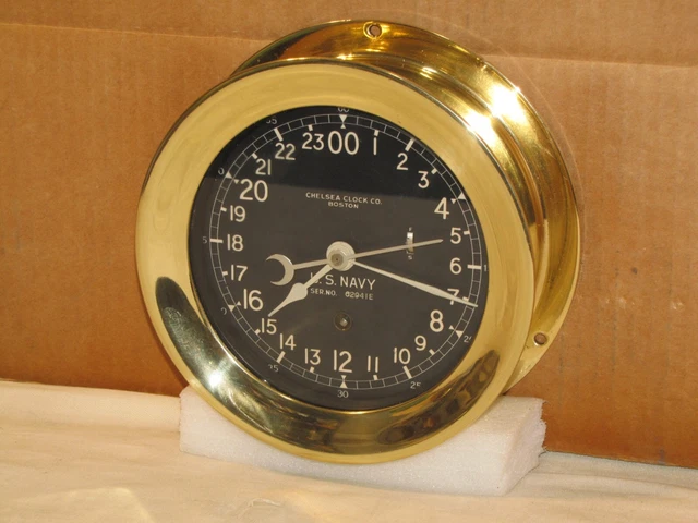Chelsea Antique Ships Clock~U.s.navy~6" Dial~1942~Ww2~24 Hr Dial