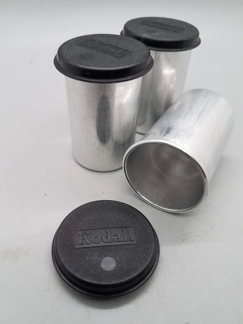 Vintage 35mm Metal Film Canisters Can Kodak Lot of 3 Collectable Geocache