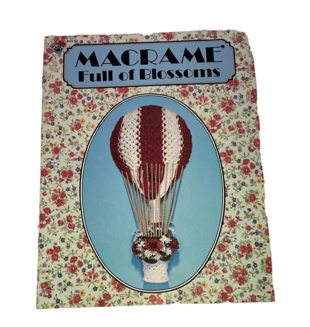 Ventilador de globo de aire vintage MACRAME lleno de flores patrón de pared hágalo usted mismo Boho kitsch