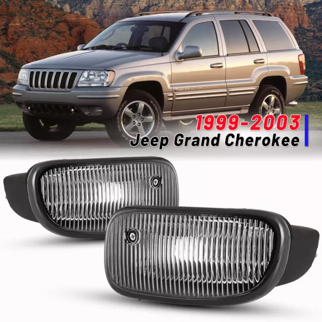 Bumper Fog Lights H12 Bulbs Pair for 1999-2003 Jeep Grand Cherokee Replace Clear