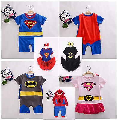 BOYS GIRLS BABY SUPER HERO ROMPER SUIT Jumpsuit PARTY outfit FANCY DRESS COSTUME