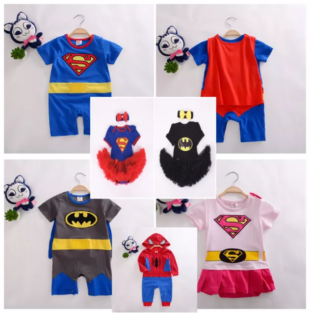 BOYS GIRLS BABY SUPER HERO ROMPER SUIT Jumpsuit PARTY outfit FANCY DRESS COSTUME