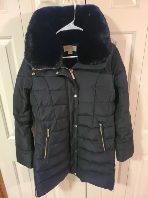 Michael Kors Puffer Jacket Coat Womens Size Medium Hood Black 154104