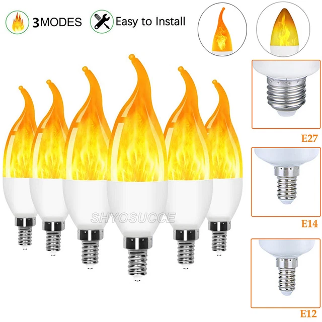 E14 E27 E12 LED Licht Fackel Feuer Lampe Flammen Effekt Glühbirne ...
