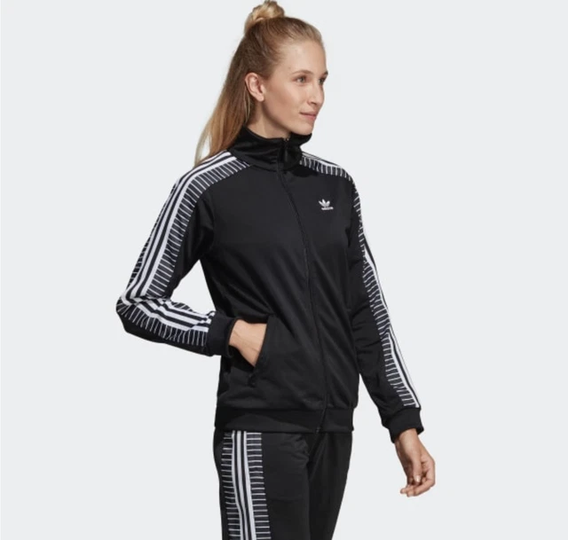 Adidas Originali da Donna Motivo a Righe Nero Pista Giacca DU9879 Nuovo Nwt S