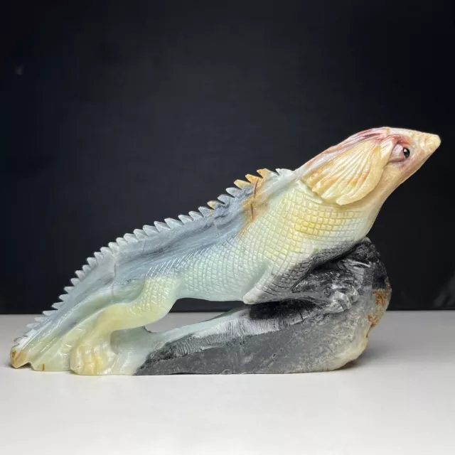 265g Natural Crystal Mineral Specimen. Amazon Stone. Hand-carved Lizard.Gift.P5