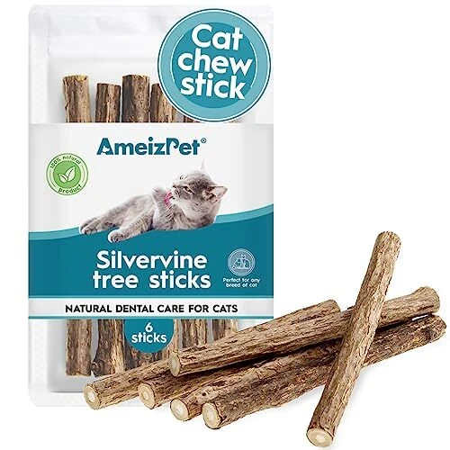 AMEIZPET CATNIP STICKS For Cats, Cat Dental Chew Sticks Natural