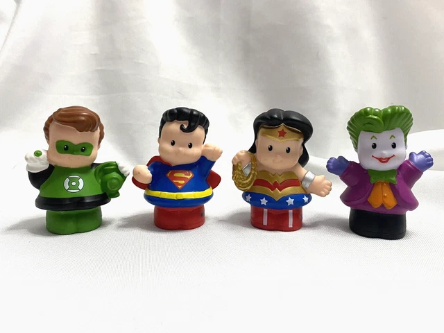 Lot of 4 Fisher Price Little People DC Comics Superman Wonder Woman Green Joker