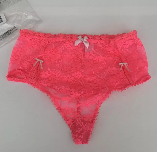 Victorias Secret Luxe Lingerie High Rise Waist Thong Panty Sheer Floral Lace S