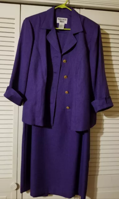 Plaza South Woman 2-Piece Plus Size Jacket Dress Suit Purple Lined Polyester 18W