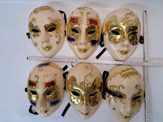 6 x Venezianische Masken Venedig Maskerade Karneval Fasching