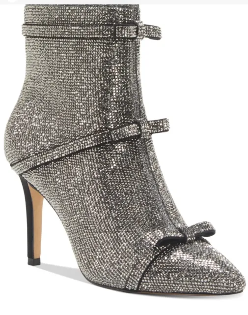 INC Womens Gray Rhinestone Isauria Pointed Toe 3.5 in Stiletto Zip-Up Booties 11