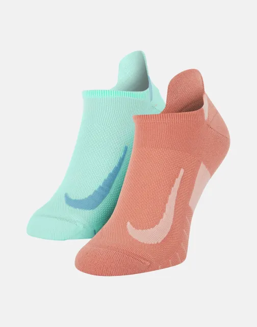 Nike Multiplier No-Show Running Socks 2-Pack Sx7554-913 Multicolor Xl(12-15)