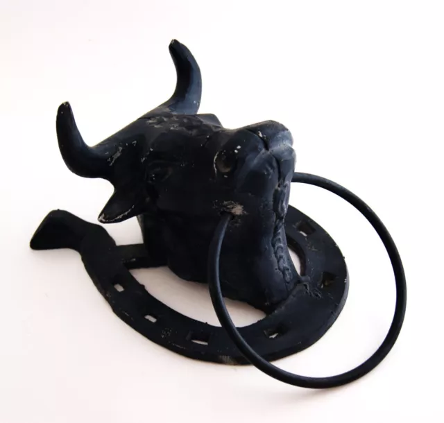Bull's Head and Horseshoe Hitching Post Cast Aluminum