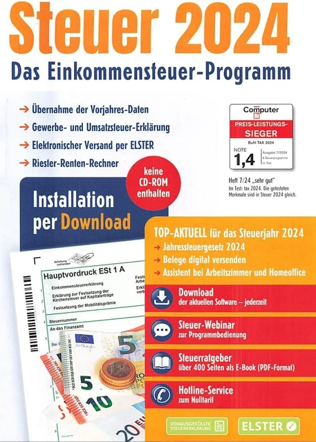ALDI STEUERSOFTWARE 2024 für das Jahr 2024 Einkommensteuer NEU OVP CD