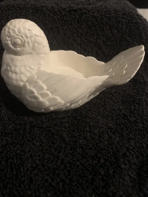 White Ceramic Pigeon Tea Candle Holder