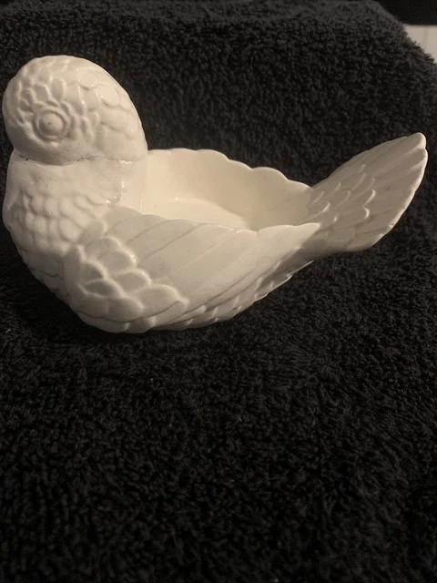 White Ceramic Pigeon Tea Candle Holder