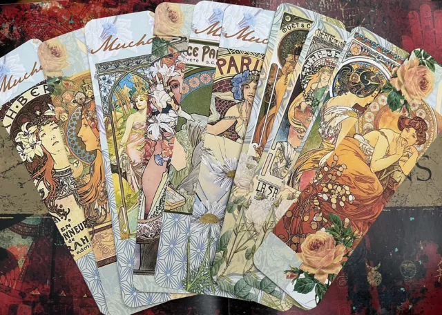 Alphonse Mucha bookmarks. Art Deco style bookmarks with Alphonse Mucha illustar 2