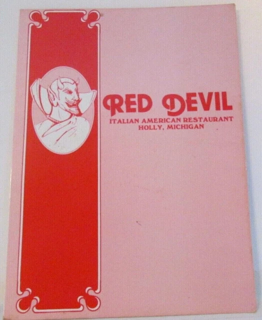 RESTAURANT MENU RED Devil Holly Michigan Vintage 1970's unusual EUR 33