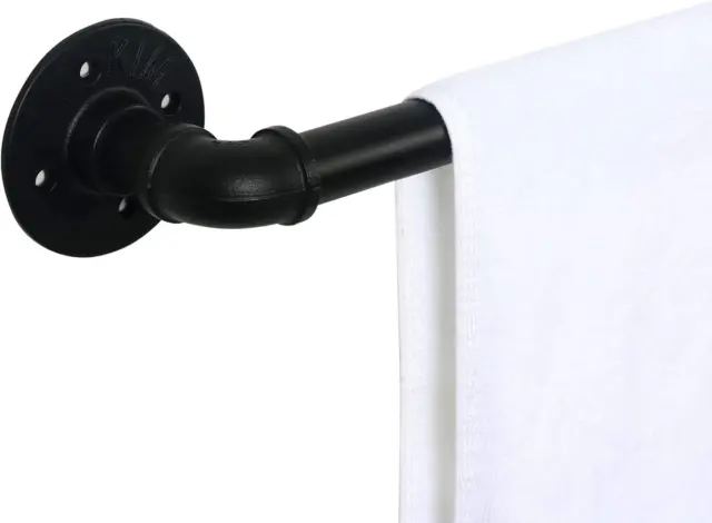 24 Inch Industrial Steel Pipe Towel Rack Holder, Heavy Duty Rustic