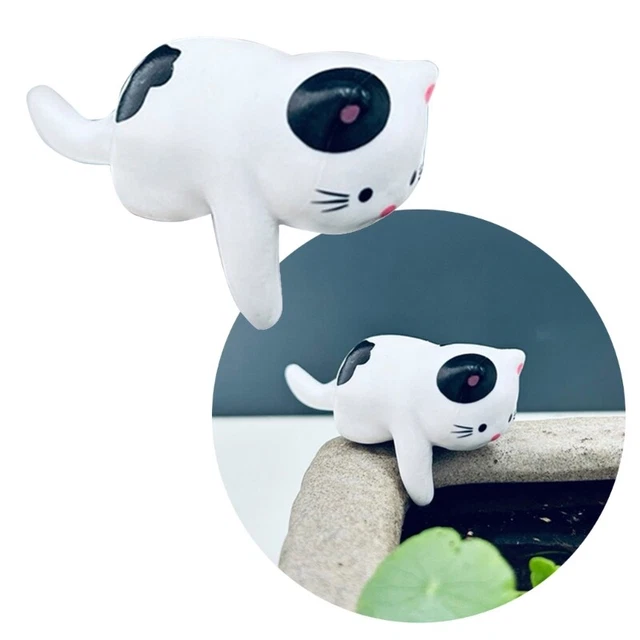 Mini Cat Statue Decor Aquarium Tanks Cat Figurines Ornament Fence Statues 2