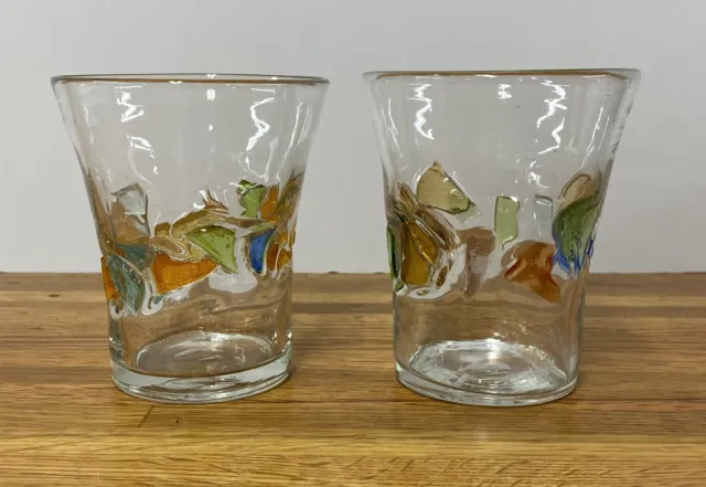 Pair of Global Amici Fresh Double Old Fashioned Lowball Tumblers Hand Blown