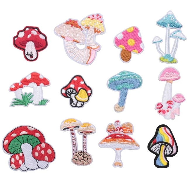 12 piezas parches de hongos plancha para ropa pantalones zapatos cortina, hágalo usted mismo MushrooO8Z1