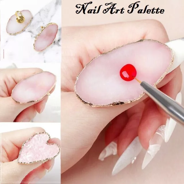 Nail Art Ring Palette Resin Agate Plate UV Gel Polish Mixing UK Jewelry Display