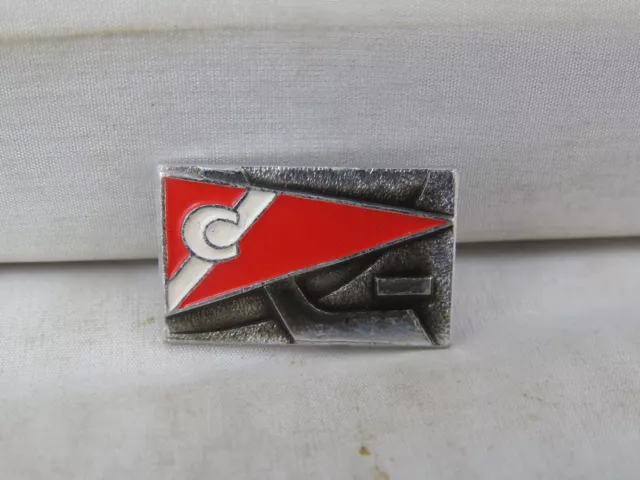 Vintage Soviet Hockey PIn - Spartak Moscow Flag Design - Stamped Pin