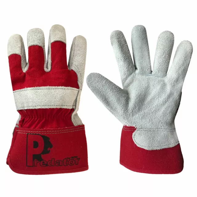 Heavy Duty Power Rigger Gloves - Work Safety Welding Gardening Leather Glove.