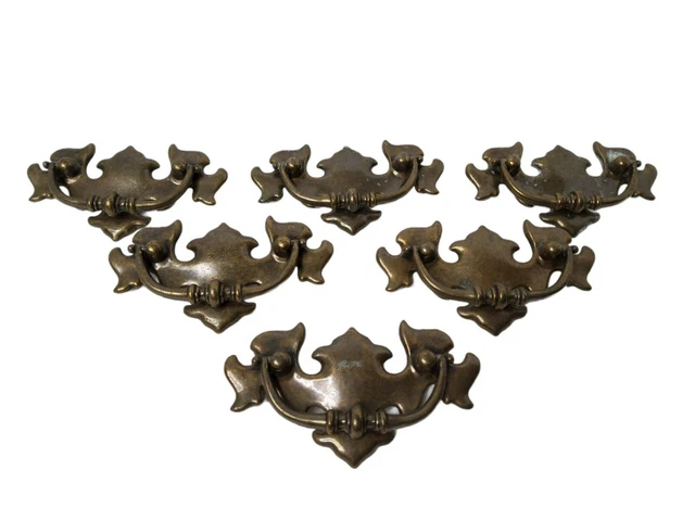 Vintage 1967 Set Of Brass Very Decorative 3.5" Screw Set Drawer Pulls.