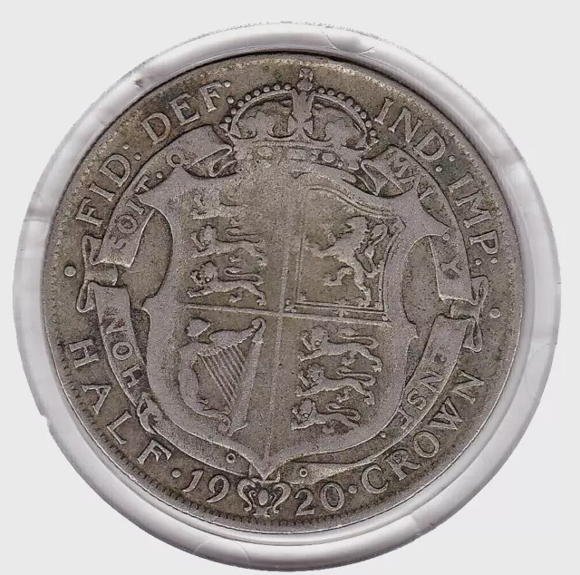Sharp  1920  Silver  (50%)  King  George  the  5th  Half  Crown  Coin