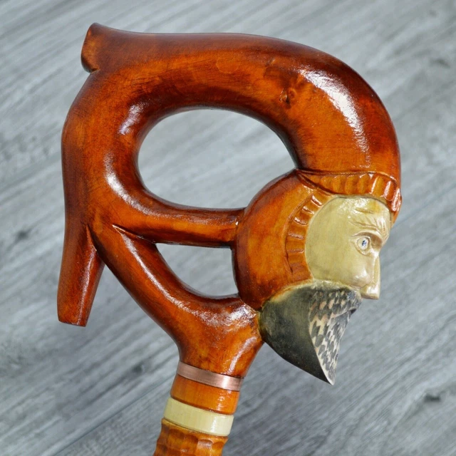 Bastone da passeggio in canna Legno intagliato a mano - Magician Red / UK