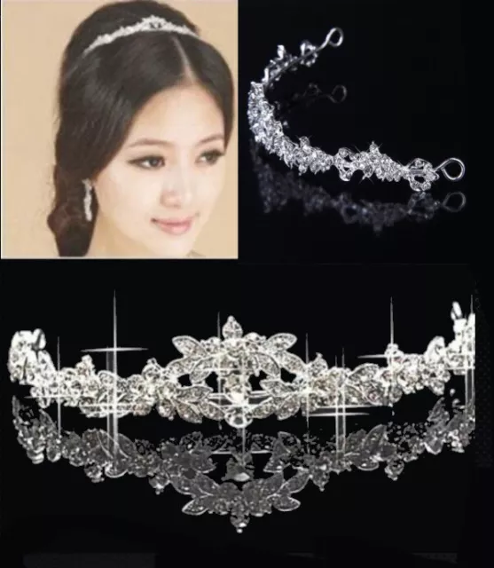 Tiara Diadem Blumen Blüten Kranz Haarschmuck Kopfschmuck Braut Strass Hochzeit