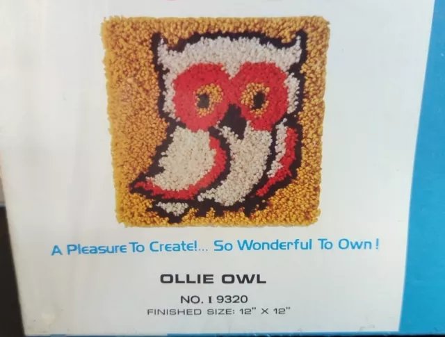 VINTAGE NOS Spinnerin Yarn Little Critters Ollie Owl I 9320 USA Made Latch Hook 2