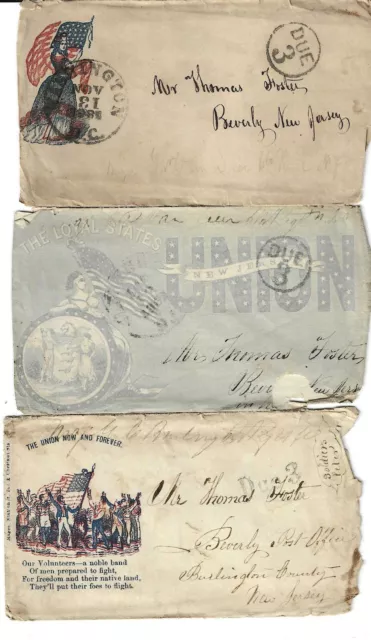 New Jersey Related Patriotic Civil War Covers Grouping