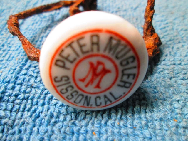 Antique Peter Mugler, Sisson, California Porcelain Beer Bottle Wire Stopper