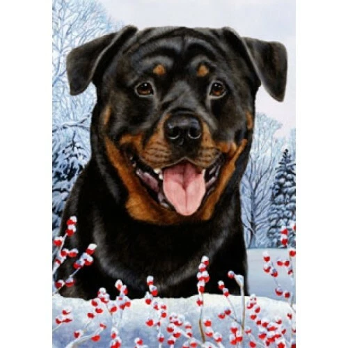 Winter House Flag - Rottweiler 15002