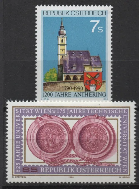 Austria 1990 Sc# 1491+1500 Mint MNH Vienna university, Anthering town stamps