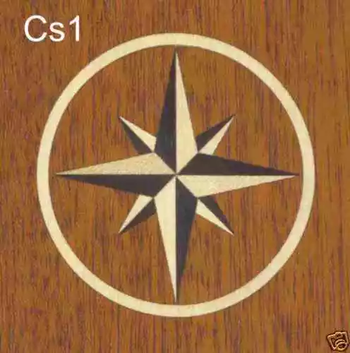 Marquetería con incrustación de chapa estrella brújula #CS1 3"" o 2", CHAPA REQUERIDA CARPINTERÍA