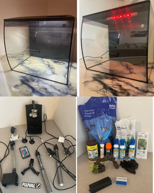 Fluval 34l Aquarium Fish Tank With All The Extras Shown Full setup