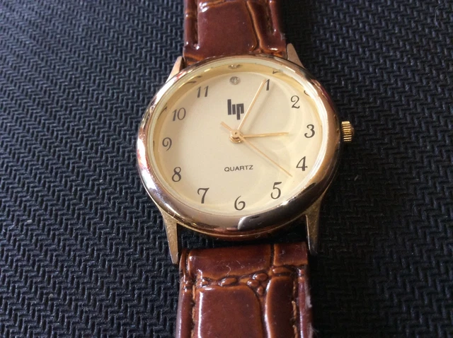 Montre LIP BAYARD Quartz - Dorée Sur Bracelet Cuir Marron - 32mm - Occasion Fonctionne