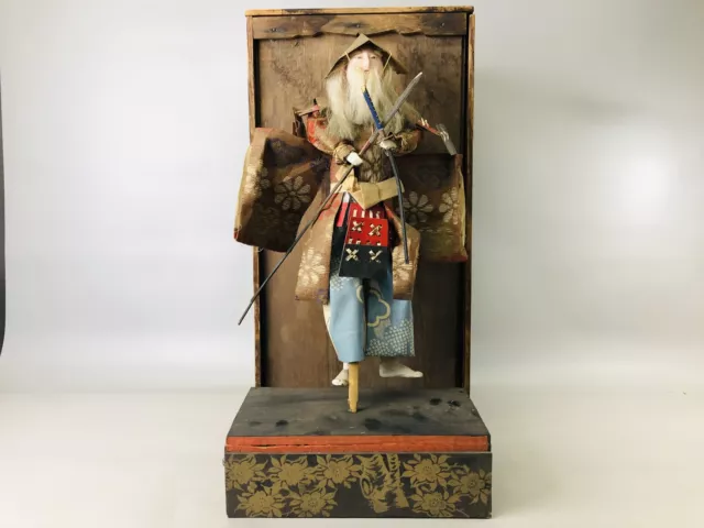 Y6676 NINGYO Kimekomi doll White haired Samurai figurine box Japan antique decor