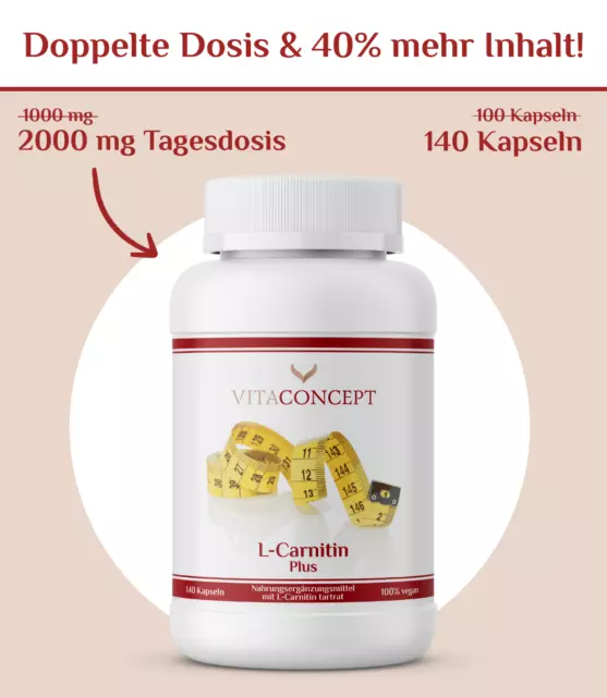 L-Carnitin Plus I 2000 mg (Tagesdosis)  DIÄT I optimale Dosierung I 140 Kapseln 2