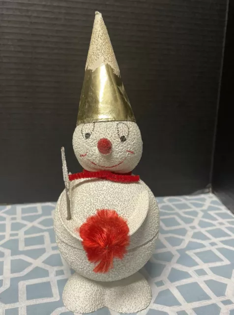 Vintage Germany Christmas Snowman Candy Container and Nodder - 9" Tall