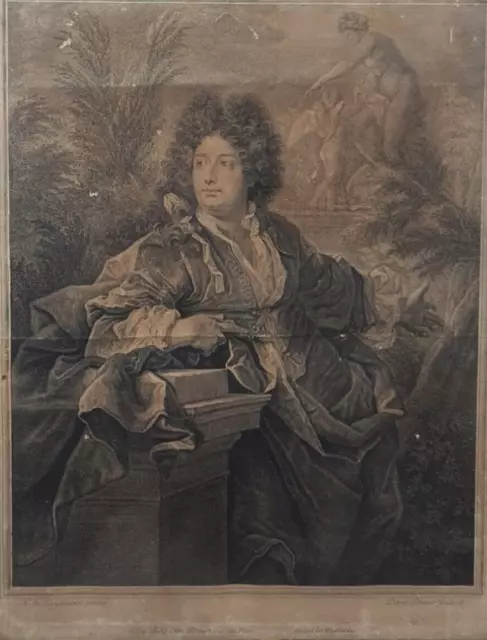 Jean-Jacques Keller antique OLD PRINT Gérard Edelinck, Nicolas de Largillière 2