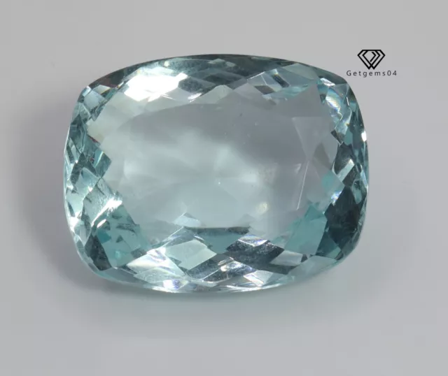 56.25 CT Naturale Eccellente Blu Acquamarina Taglio Cushion Sfuso Gemma