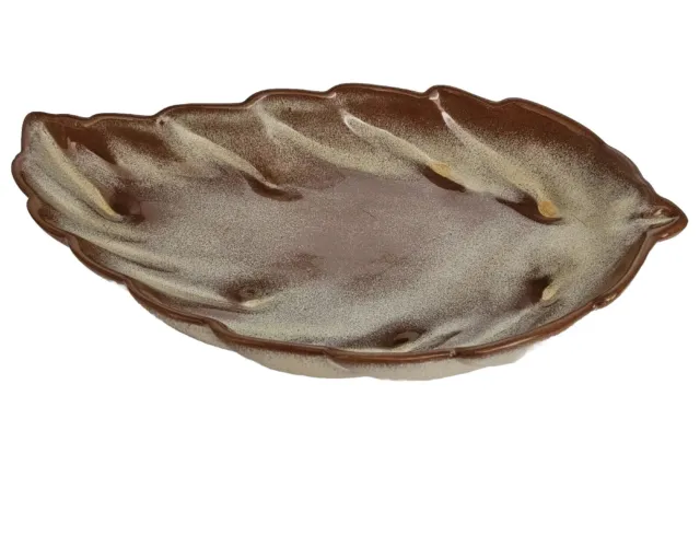 VTG Large FRANKOMA Pottery Fall Leaf Tray Bowl Dish #226 Desert Gold Glaze  MCM 2